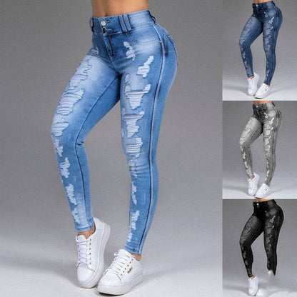 Hot Sale Ladies Jeans Ripped Holes Show Thin Stretch Jeans Trousers WoLooking for stylish and comfortable jeans? Look no further than our Hot Sale Ladies Jeans! Made with high-quality denim fabric, these straight pants feature ripped hJeansPlush Fashions ShopPlush Fashion Shop