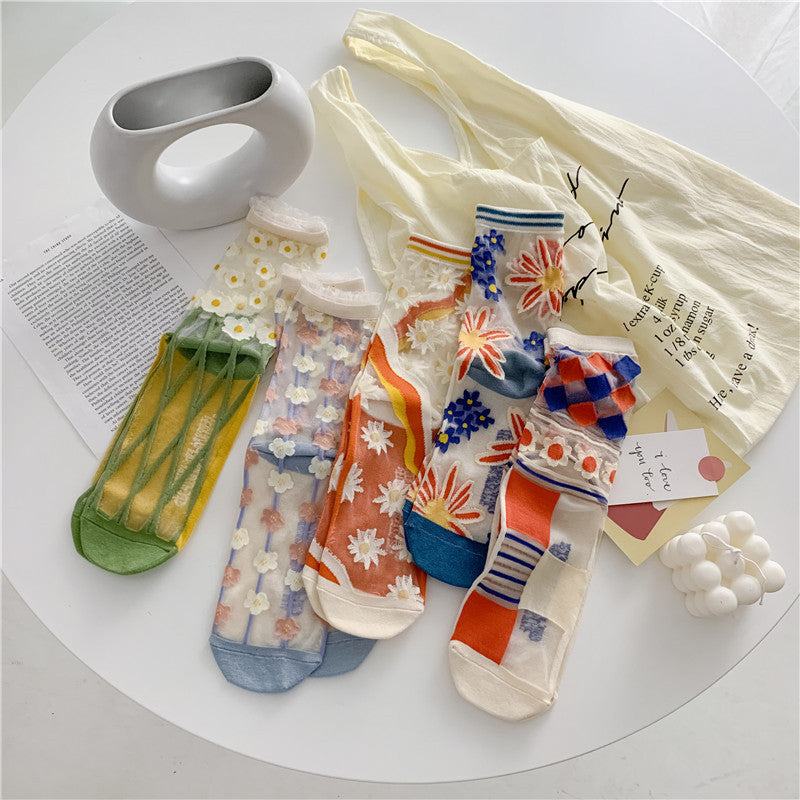 Retro Personality Breathable Glass Silk Bright Color SocksDiscover the perfect combination of style and comfort with Retro Personality Breathable Glass Silk Socks! Suitable for all seasons, these socks offer breathable, sweChildren socksPlush Fashions ShopPlush Fashion Shop