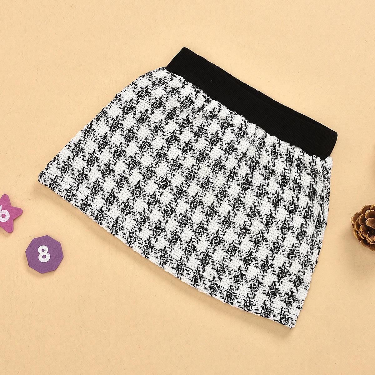 Black long-sleeved temperament two-piece suit skirt plaid children's cExperience sophistication and comfort with our black, long-sleeved two-piece suit skirt for middle and small children. Made with high-quality cotton fabric, this suiBaby clothsPlush Fashions ShopPlush Fashion Shop