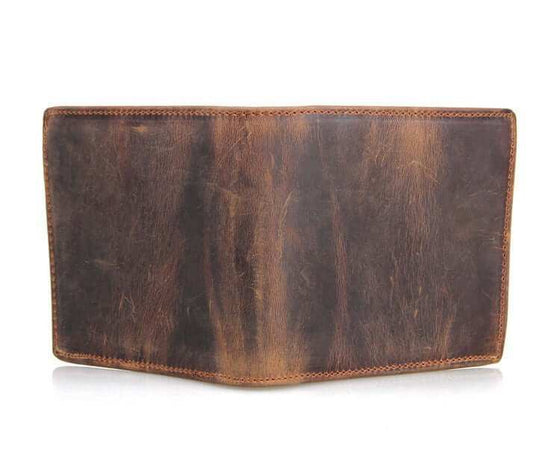 Men's luxury leather wallet made of first layer cowhide with a two-fold design.