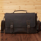 Pi-Mart men's leather briefcase, business men's bag with sturdy handles and professional design, ideal for work and travel.