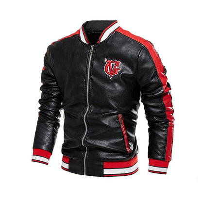 Men's Stand-up Collar Color Block Leather Jacket Zipper Embroidered JaAdd a touch of sophistication to your wardrobe with our Men's Stand-up Collar Color Block Leather Jacket! Made with high-quality leather and featuring a stylish zippActive wearPlush Fashions ShopPlush Fashion Shop