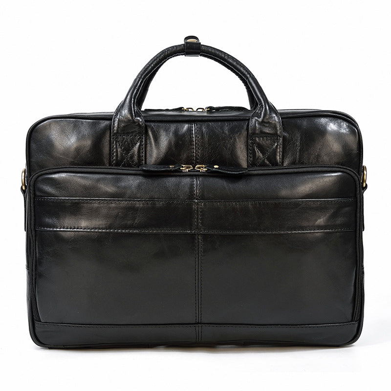 Vintage men's briefcase by Pi-Mart, made of genuine Crazy Horse leather, featuring a classic business commuter design.