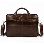 Vintage men's Pi-Mart briefcase made of genuine crazy horse leather, ideal for business commuters with a classic leather design.