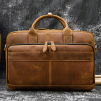 Vintage men's Pi-Mart briefcase made of genuine Crazy Horse leather, featuring a classic business commuter bag design.