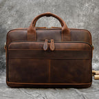 Vintage Pi-Mart men's briefcase made of genuine Crazy Horse leather, featuring a classic business commuter design.