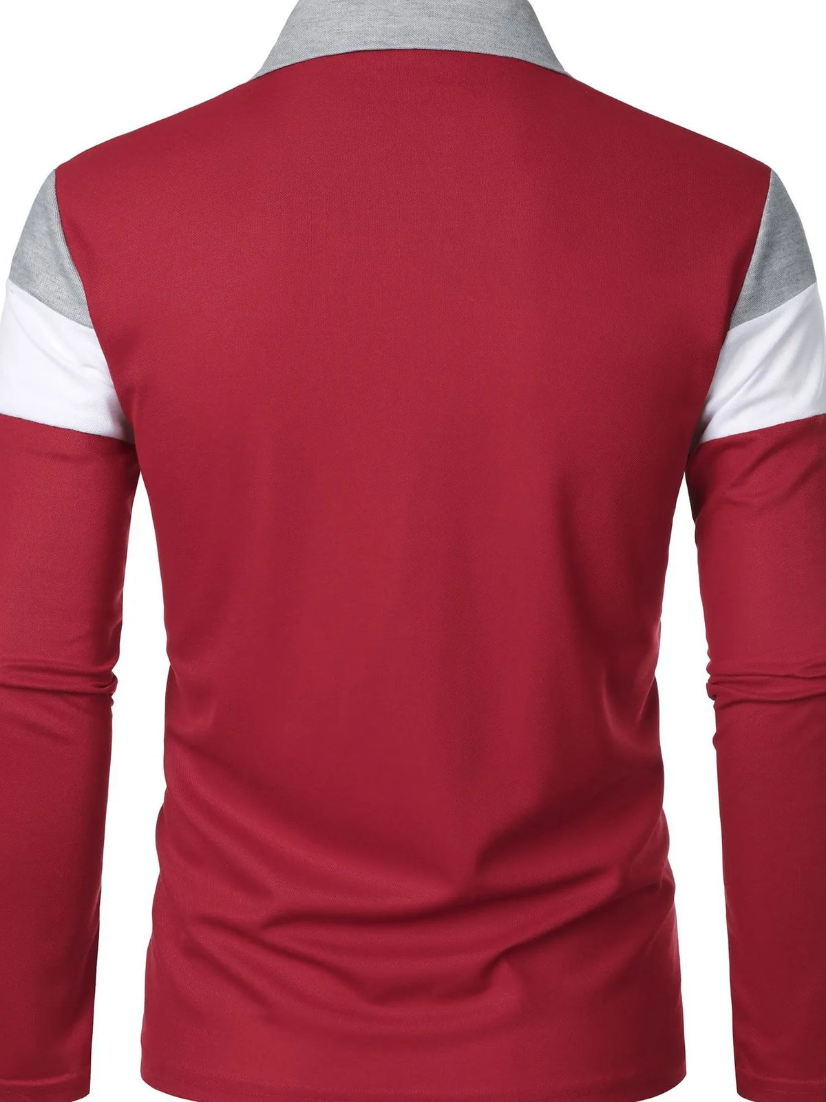 Men's color block long sleeve polo shirt by Trendsi, plus size men's polo with vibrant color blocking and classic collar.