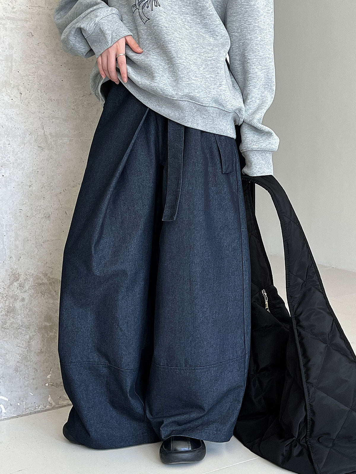 Asymmetric Lace-up High-Waist Wide-Leg Trousers Plush Fashion Hub