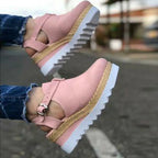Women's wedge heel platform shoes in neutral tones, stylish and comfortable, featuring a trendy design from Trendy Attic Store01.
