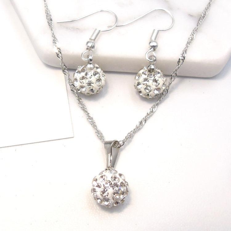 Full Diamond Ball Jewelry Crystal Set Earring NecklaceElevate any outfit with our Full Diamond Ball Jewelry Crystal Set! The sparkling chain length of 40cm and lightweight 3.4g make it perfect for everyday wear. Comes pNeklacePlush Fashions ShopPlush Fashion Shop