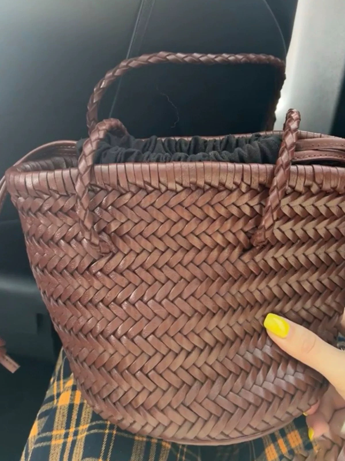 Vintage PU Leather Hand-Woven Bucket Bag Plush Fashion Hub