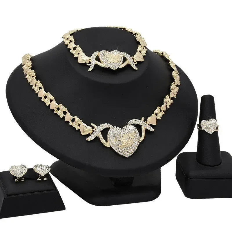 18K Gold Heart-Shaped Jewelry Suit - Plush Fashion Hub
