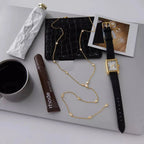 Dainty 18K gold-plated zircon chain necklace with sparkling stones, perfect for elegant statement jewelry.