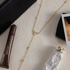 18K gold-plated zircon chain necklace with a delicate, radiant design, perfect for elegant statement jewelry.