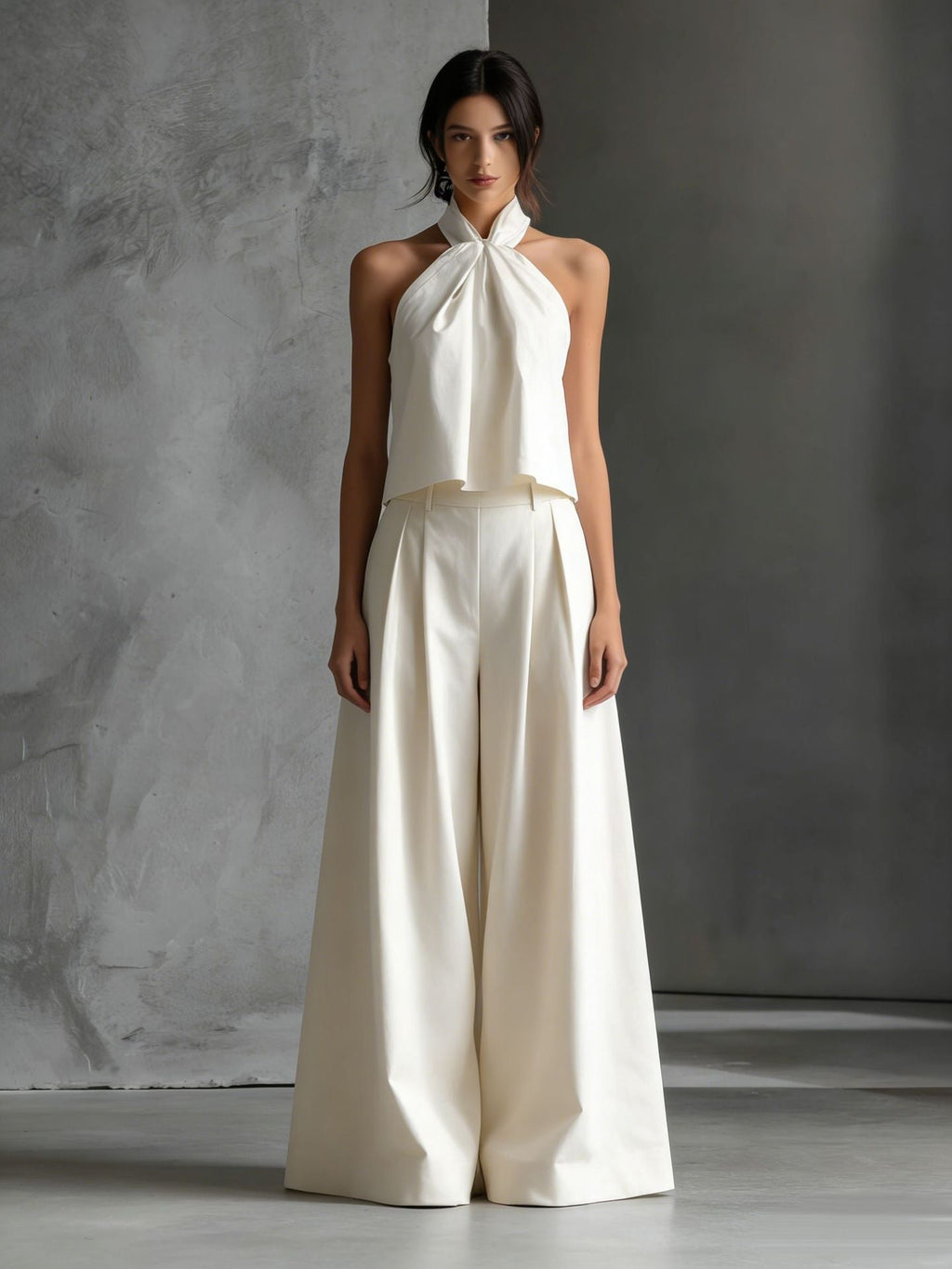 Women's casual sleeveless top and high-waist wide-leg pants set by FitiqueFit in four colors, featuring a relaxed, stylish fit.
