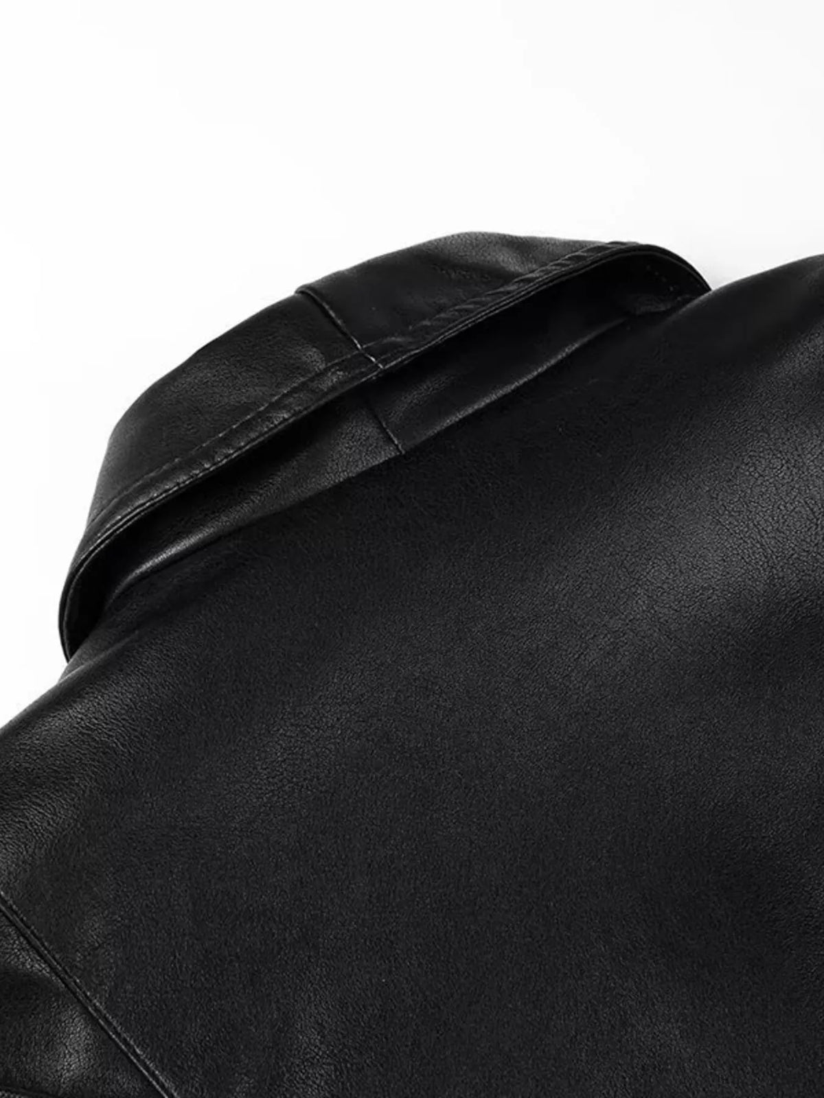Women's leather belted jacket with shawl collar featuring stylish design and tailored fit, perfect for trendy outerwear.