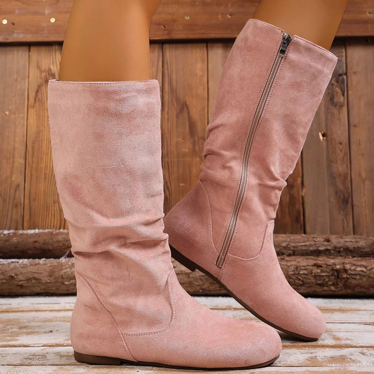 Trendsi round toe side zip boots featuring sleek design and ankle height, perfect for stylish casual or dressy outfits.