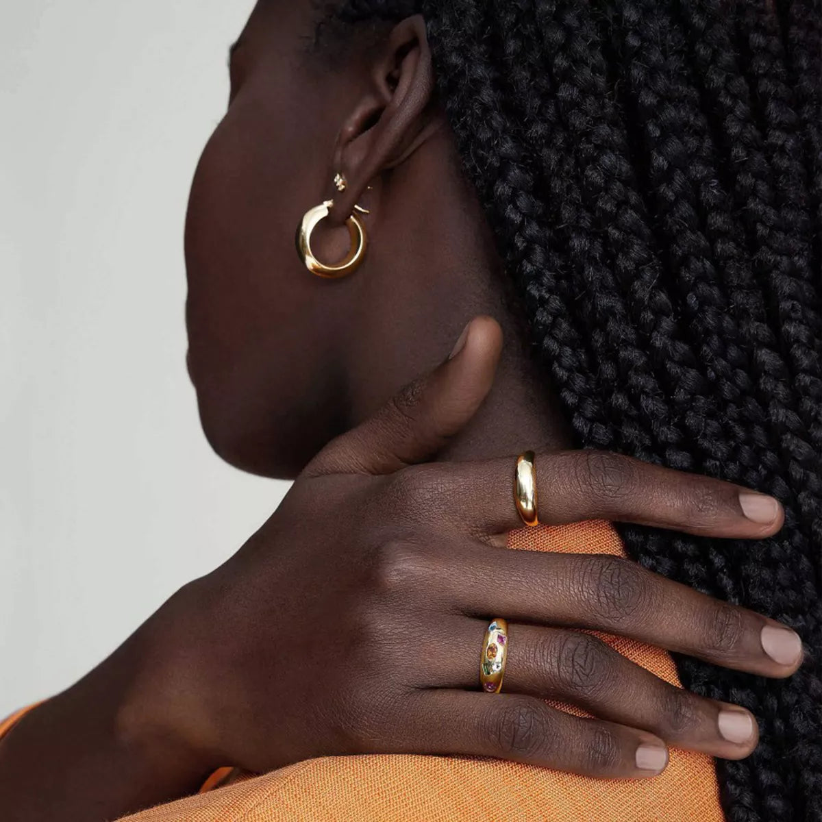 Colorful zircon ring with 18K gold plating, featuring vibrant gemstones and a sleek band, from Plush Fashion Hub.