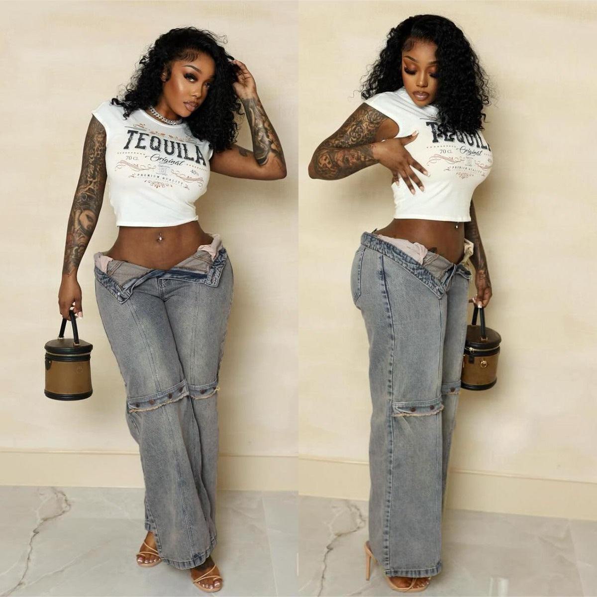 Women Baggy Wide Leg Denim JeansIntroducing the must-have Women's Baggy Wide Leg Jeans for any vintage streetwear lover! Made with comfortable and versatile medium-thick denim fabric, these high-waJeansPlush Fashions ShopPlush Fashion Shop