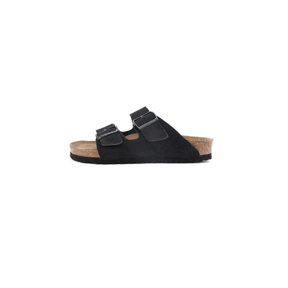 Plush Fashion Hub double buckle open toe sandals with stylish straps and a comfortable sole, perfect for casual summer wear.