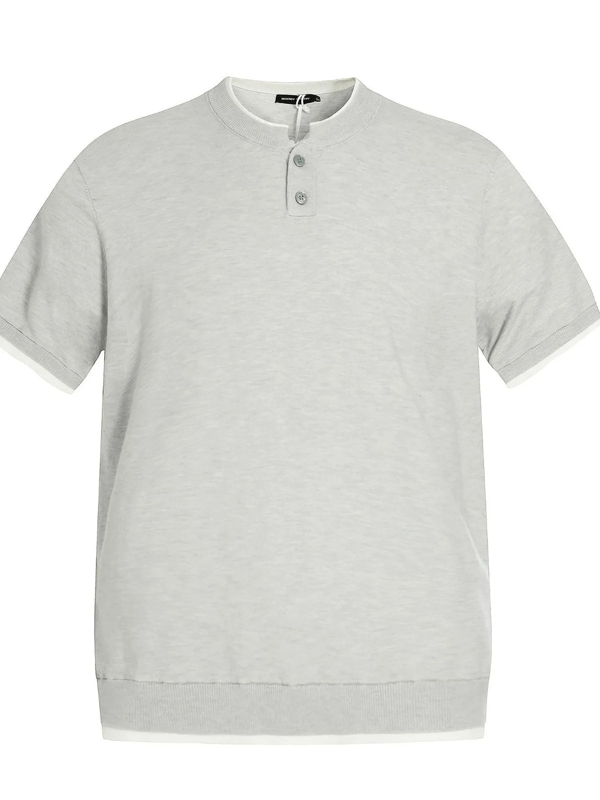 Men's classic Henley short sleeve T-shirt in neutral color, casual fit, made by Trendsi, shown on a plain background