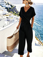 Women’s loose irregular short-sleeve two-piece casualwear set by FitiqueFit, featuring a relaxed fit and stylish design.