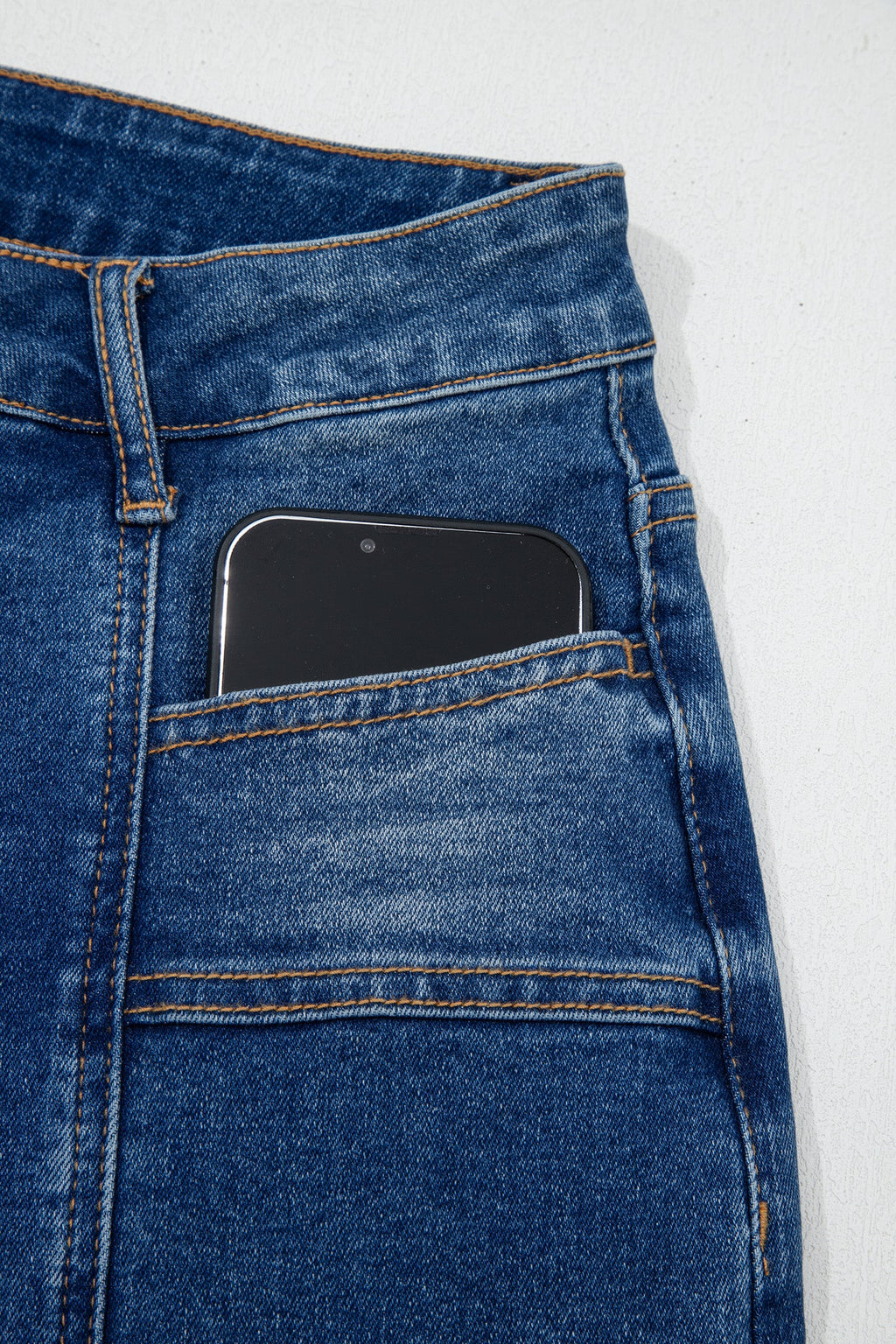 Yusra seam detail shift jeans by Threaded Pear featuring classic denim with distinctive seam accents, casual fit, and stylish design.