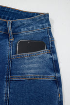 Yusra seam detail shift jeans by Threaded Pear featuring classic denim with distinctive seam accents, casual fit, and stylish design.