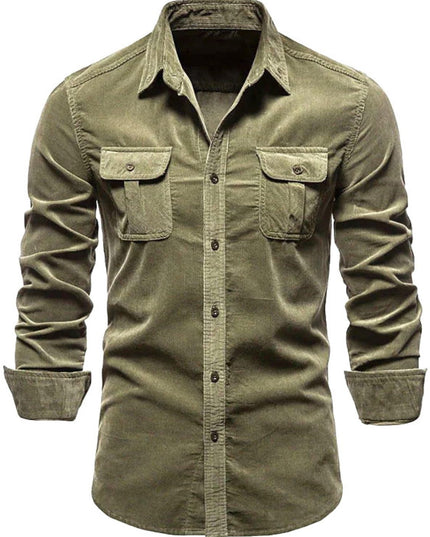 Men's Full Size Collared Neck Button Down Shirt with Chest Pockets Plus Size - Plush Fashion Shop #