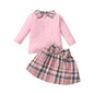 New Children's Long-sleeved Shirt Plaid Skirt SuitTransform your little one's wardrobe with our Ins New Children's Clothing Long-sleeved Shirt Plaid Skirt Suit! Featuring a stylish plaid pattern, this suit exudes a 0Plush Fashions ShopPlush Fashion ShopChildren'