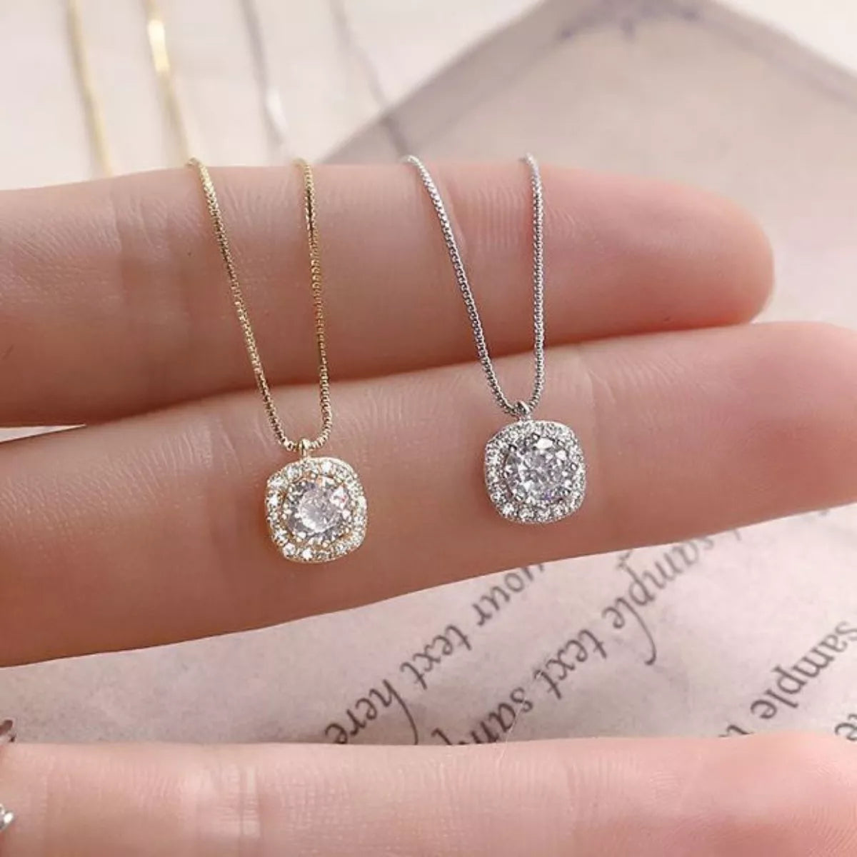 925 sterling silver zircon pendant necklace with a sparkling gemstone, stylish jewelry piece from Plush Fashion Hub.
