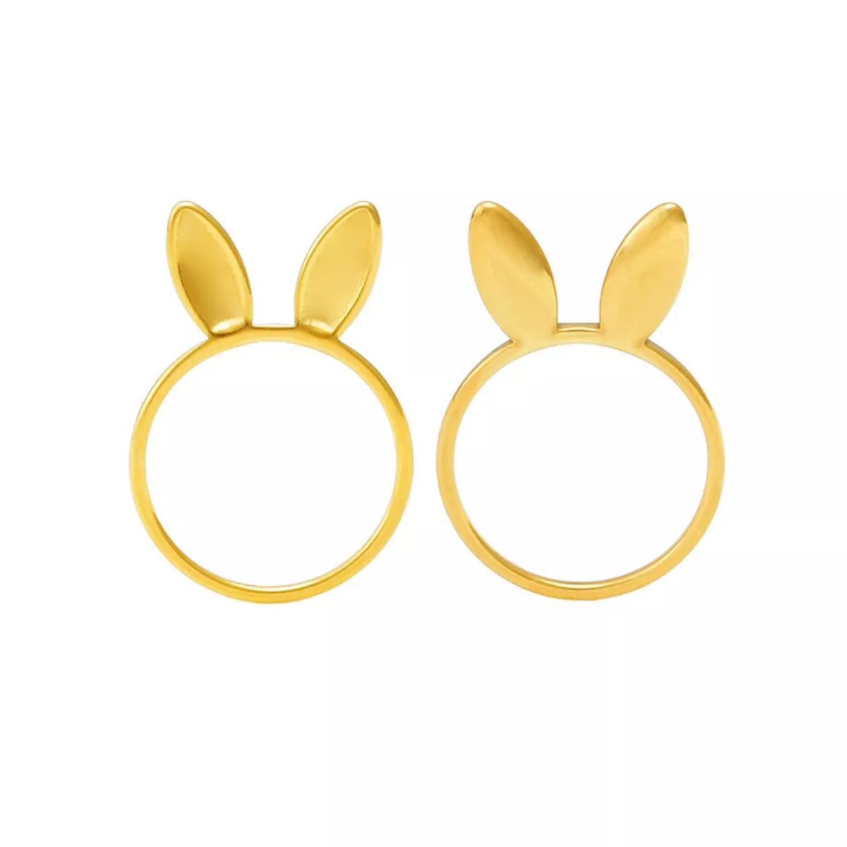 18K gold-plated bunny ear ring from Plush Fashion Hub, featuring a cute bunny design on a delicate ring.