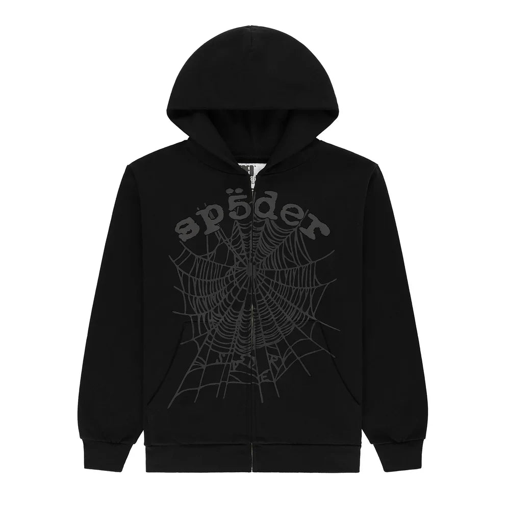 Sp5der OG Web V2 Phantom Zip Up Hoodie Black Supra Sneakers