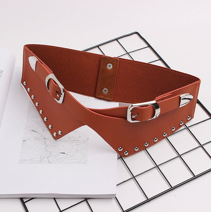 Women's Decorative Elastic Rivets, Wide BeltsTransform any outfit with our Women's Belts. Made with durable PU material, these simple yet stylish belts feature elastic waist closure and decorative rivets for a BeltsPlush Fashions ShopPlush Fashion Shop