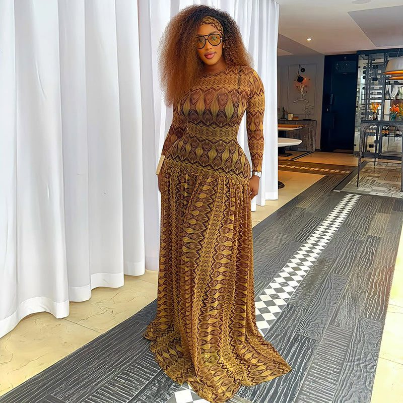 Retro Elegant Women's Waist-cinching Slimming Slightly Sheer A-line Skirt LadyShow.Store