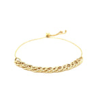 14k yellow gold adjustable chain bracelet with secure clasp, stylish jewelry accessory in a close-up image.