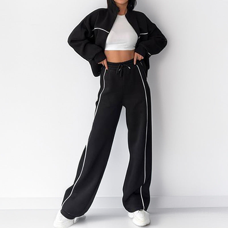 Relaxed Tie-Waist Hoodie Tracksuit Set