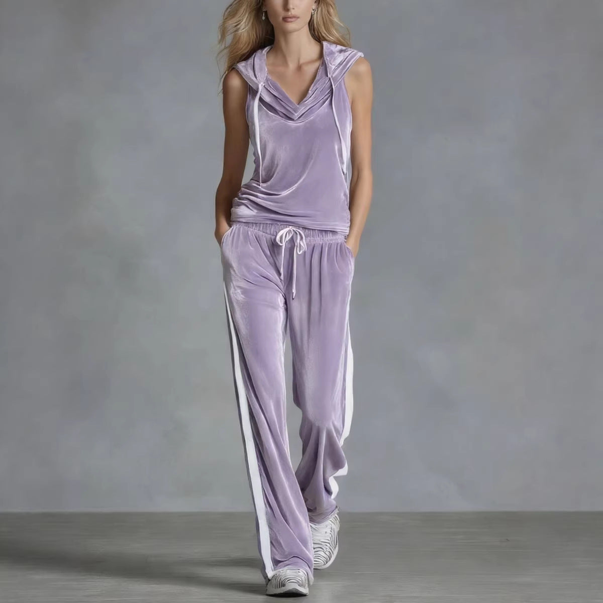 Velvet Hooded Two-Piece Lounge Set