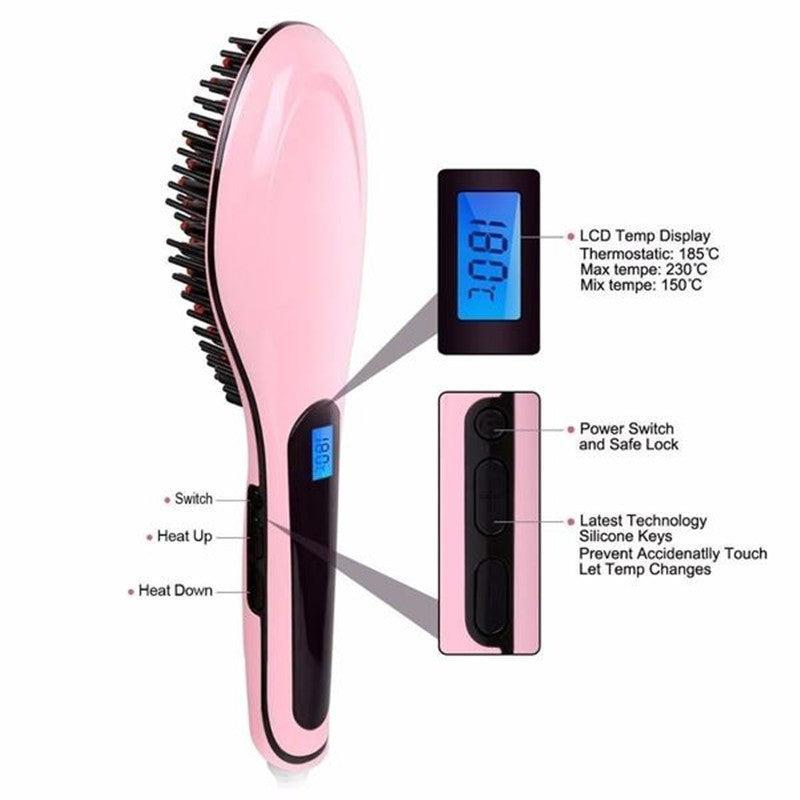 Paddle Brush Hair Straightener - Plush Fashions Shop 