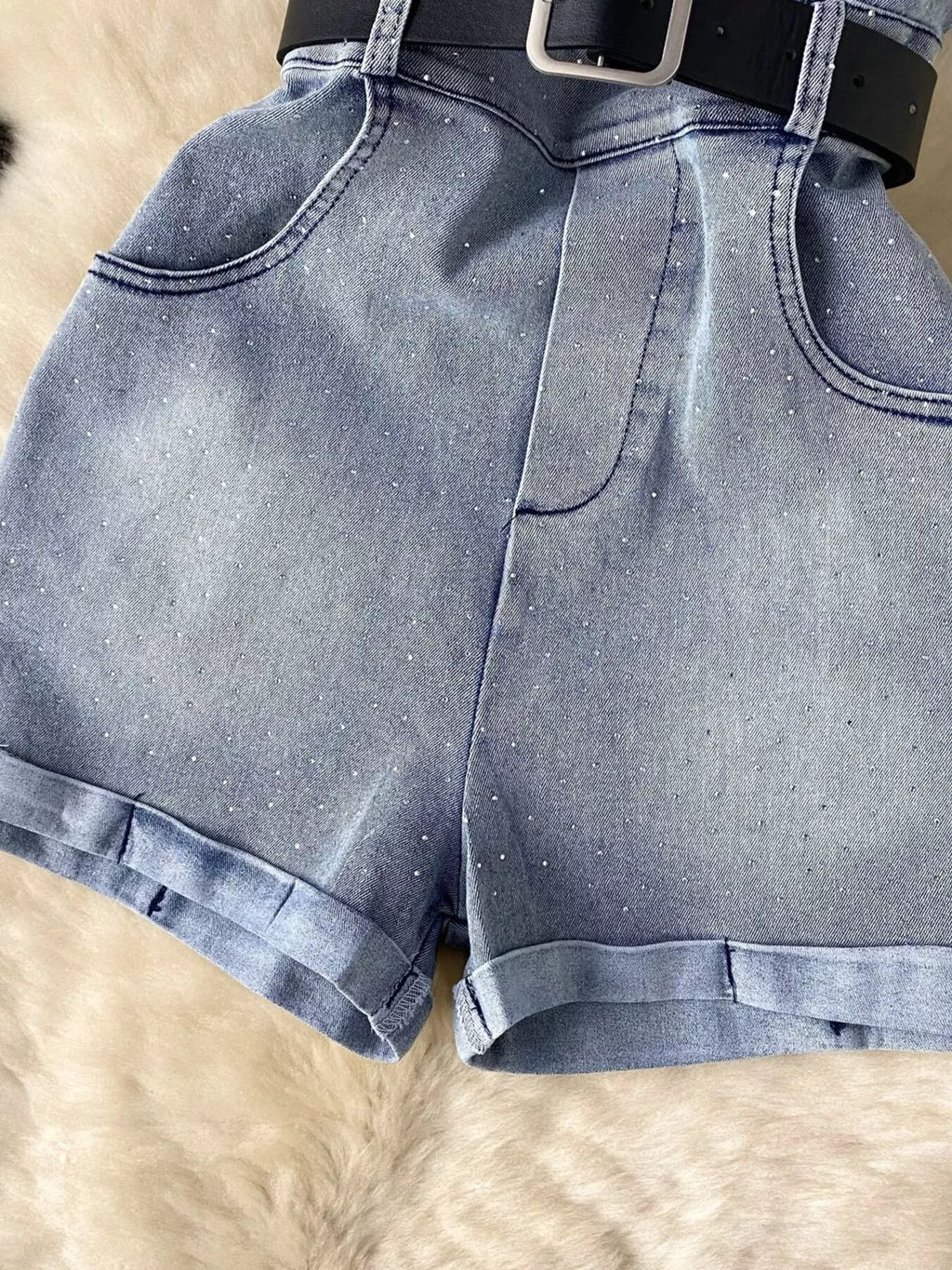 Strapless denim romper by Plush Fashion Hub featuring pockets, full-body suit style, casual and trendy for warm weather wear.