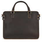 Pi-Mart Retro Crazy Horse Leather Briefcase, 14-inch commuter business bag with vintage leather texture and sturdy handles.