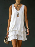 V-neck sleeveless midi dress by FitiqueFit in five colors, casualwear style, shown on a model with a fitted silhouette.