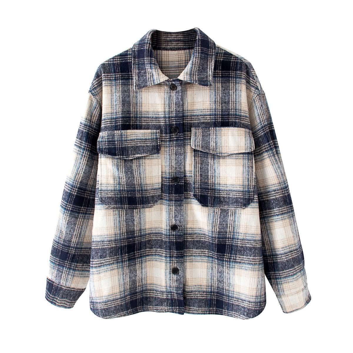 Brushed plaid coat women's clothingUpgrade your wardrobe with our Brushed Plaid Coat! Made with high-quality blended fabric, our coat features a classic grid pattern and a simple yet stylish design. SShirtPlush Fashions ShopPlush Fashion Shop