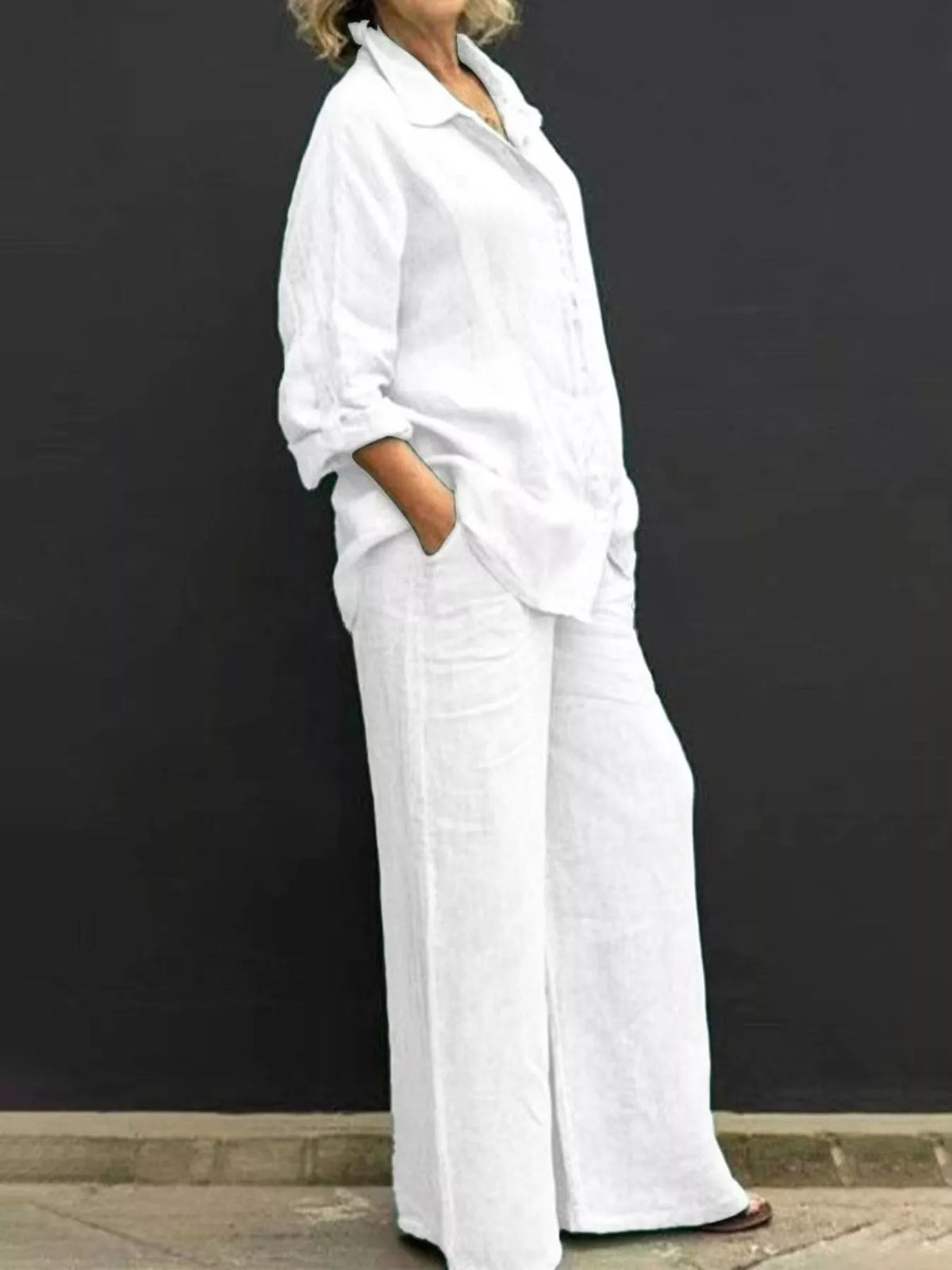 Plus size plush fashion hub loungewear set with long sleeve shirt and pants, comfortable and stylish for relaxed wear.
