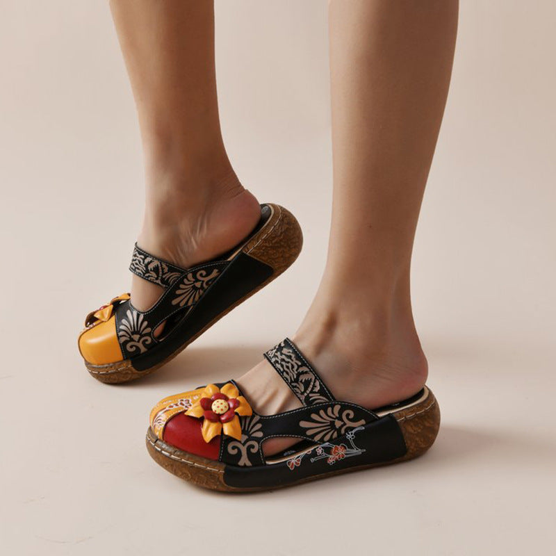 Colorful LadyShow.Store summer flat toe sandals with thick bottoms and candy-colored straps for women.
