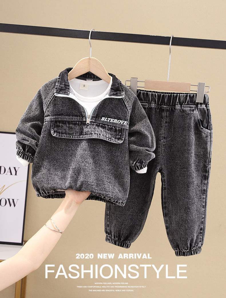 Boys Clothing New Clothes Fashionable Handsome Children's ClothingTransform your little boy into a fashionable and handsome young man with our Boy's Spring Clothing! Made from soft denim fabric, this two-piece suit in black or blueBaby clothsPlush Fashions ShopPlush Fashion Shop