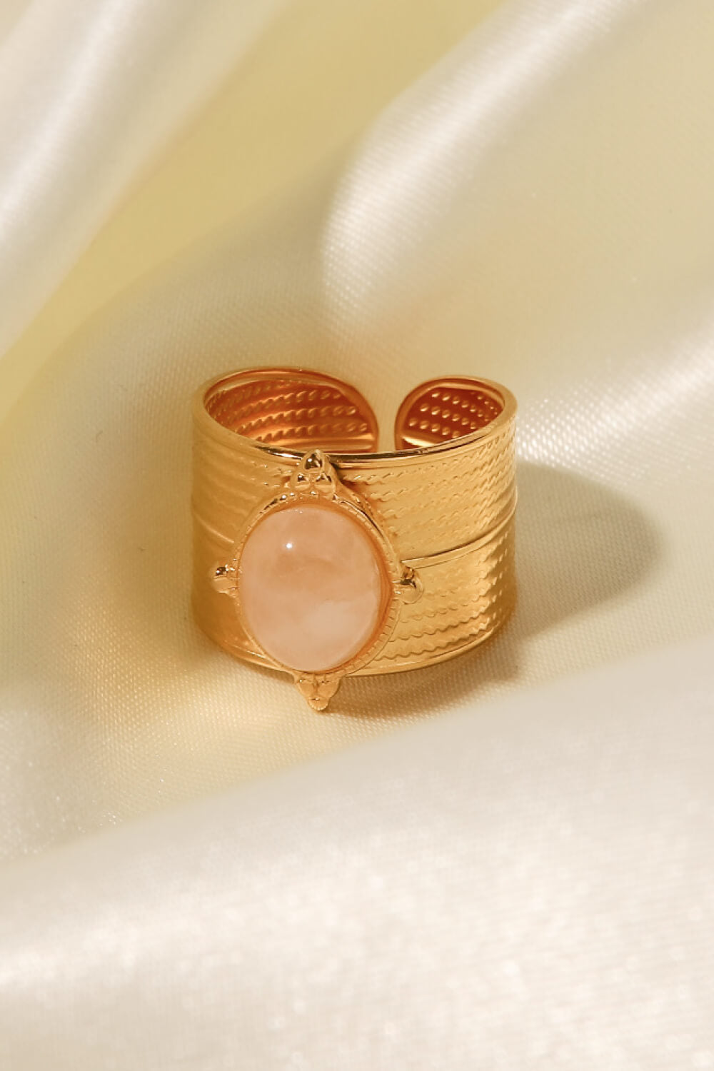18K gold-plated wide open ring from Plush Fashion Hub, featuring a sleek and modern design with smooth finish.