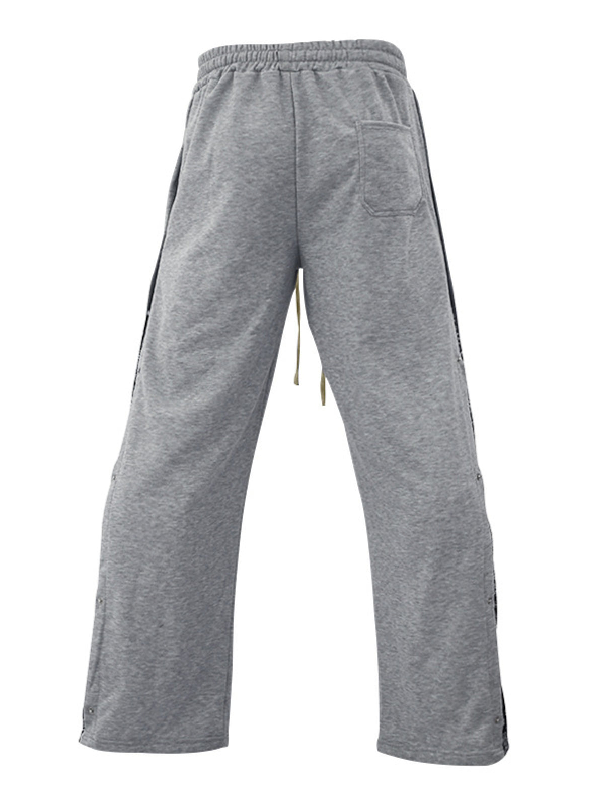 Plus size men's full-length pants with side snap buttons from Plush Fashion Hub, shown in a natural pose.