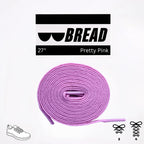Pink elastic shoelace by Bread, stylish and flexible accessory for sneakers or casual shoes, shown in close-up detail.