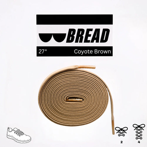 Coyote brown elastic shoelace by Bread featuring stretchable material and durable design for comfortable, secure footwear.